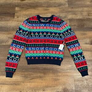 NEW FOREVER 21 Ugly Christmas Sweater "Snow Cool" Fair Isle Red Green Blue Soft